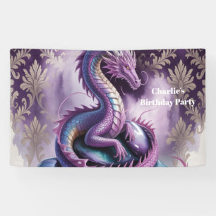Purple Gothic Dragon Birthday Party  Banner