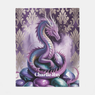 Purple Gothic Dragon Birthday Party Fleece Blanket