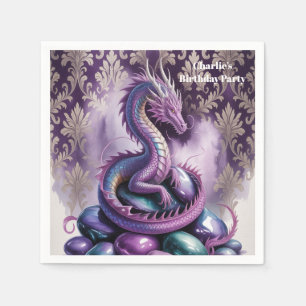 Purple Gothic Dragon Birthday Party Napkin