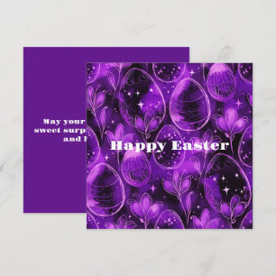 Purple Gothic Easter Pattern Holiday Card