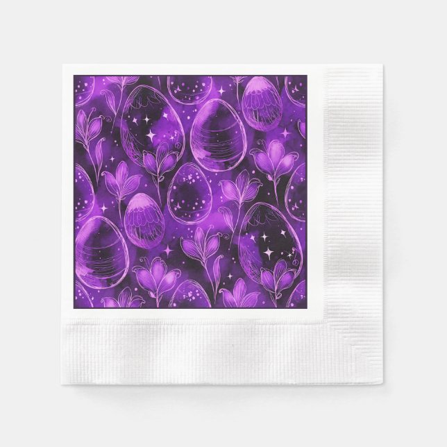 Purple Gothic Easter Pattern Napkin (Front)