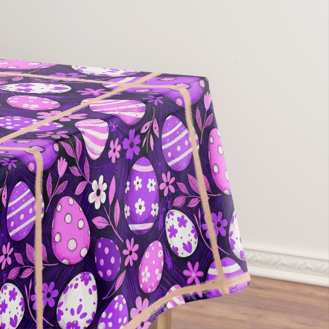 Purple Gothic Easter Pattern Tablecloth (In Situ)