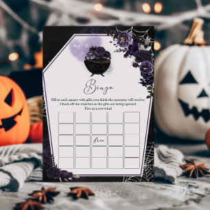 Purple Gothic Floral Baby Shower Bingo Game