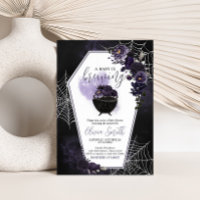 Purple Gothic Floral Baby Shower Invitation