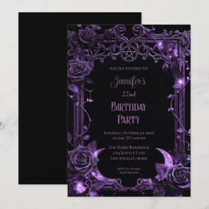 Purple Gothic Floral Birthday Invitation