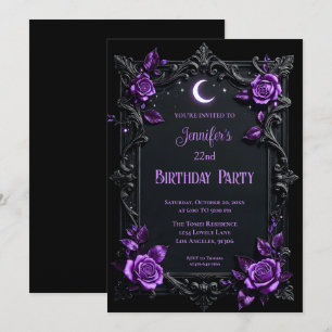 Purple Gothic Floral Birthday Invitation