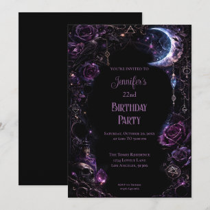 Purple Gothic Floral Birthday Invitation