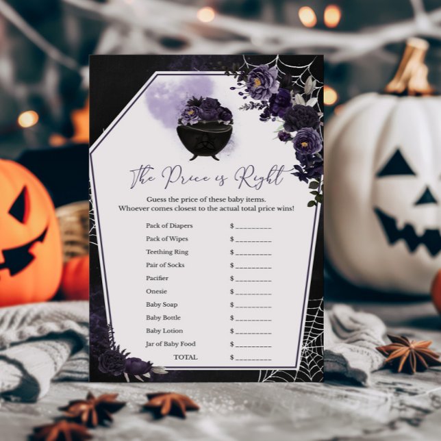Purple Gothic Floral The Price is Right Game (Floral Gothic Baby Shower Invitation The Price is Right Game )