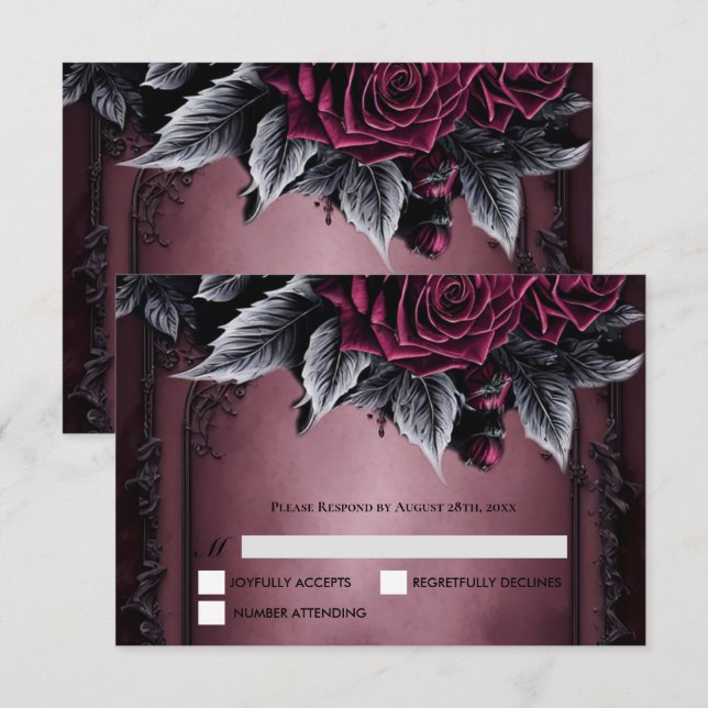 Purple Gothic Halloween Wedding RSVP Card (Front/Back)