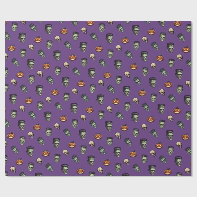 💜 Purple Gothic Halloween Wrapping 🎃🕸️ Paper (Flat)