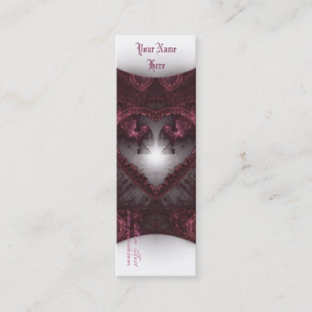 Purple Gothic Heart 001 Mini Business Card (Front)