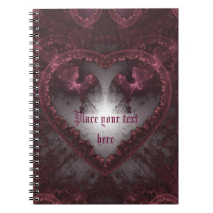 Purple Gothic Heart 001 Spiral Notebook