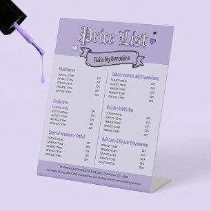 Purple Gothic Nail Salon Price List Standing Sign