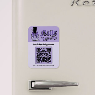 Purple Gothic Nail Technician QR Code Fridge Magnet