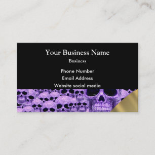 Purple gothic skull pattern business card