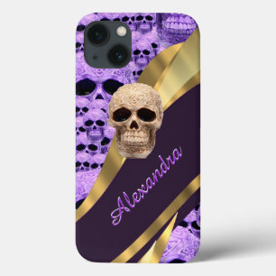 Purple gothic skull personalised iPhone 13 case