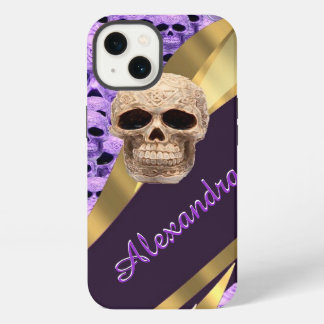 Purple gothic skull personalised iPhone 13 case