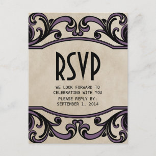 Purple Gothic Swirls RSVP Postcard