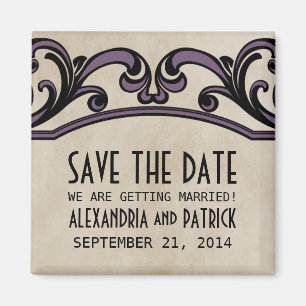 Purple Gothic Swirls Save the Date Magnet