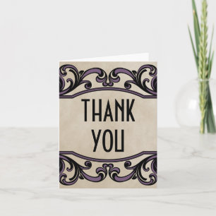 Purple Gothic Swirls Thank You Card