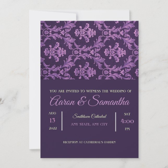 Purple Gothic Wedding Invitation (Front)