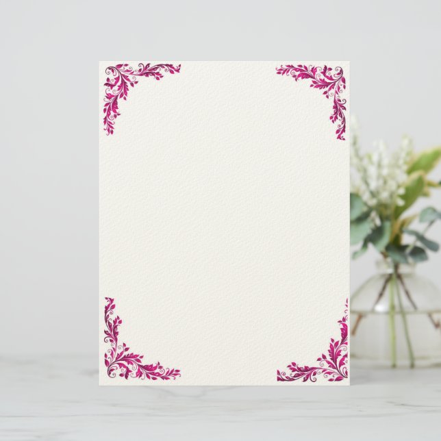 Purple Grace Floral Letter Pad Custom Letterhead (Standing Front)