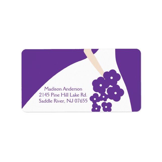 Purple Graceful Bride Return Address Label (Front)