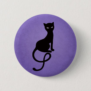 Purple Gracious Evil Black Cat 6 Cm Round Badge
