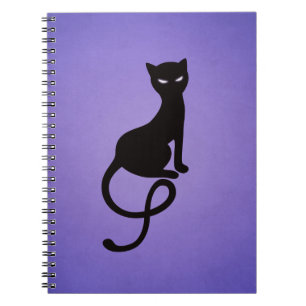 Purple Gracious Evil Black Cat Spiral Notebook
