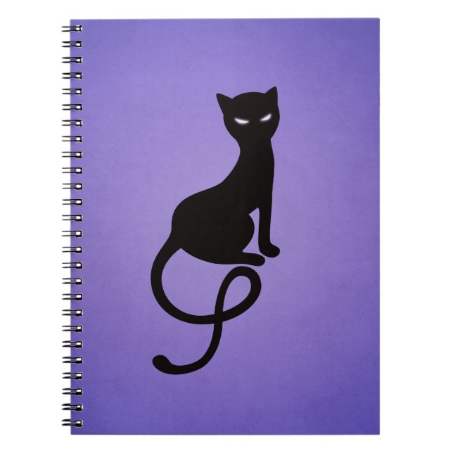 Purple Gracious Evil Black Cat Spiral Notebook (Front)