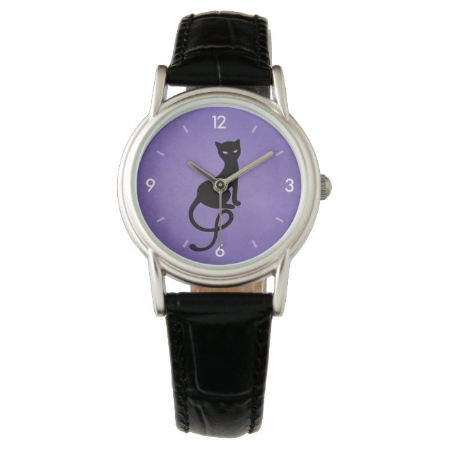 Purple Gracious Evil Black Cat Watch (Front)