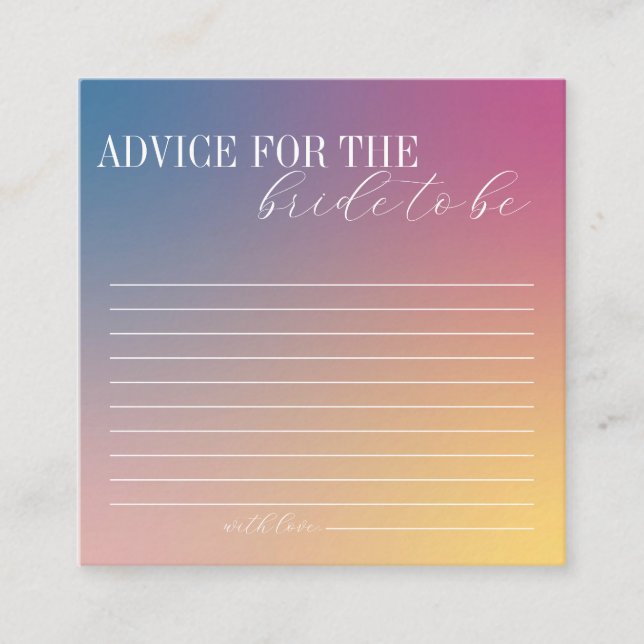 Purple Gradient Advice for Bride Bridal Shower  Enclosure Card (Front)