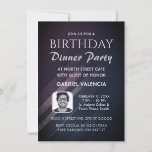 Purple Gradient Birthday Dinner Party Invitation