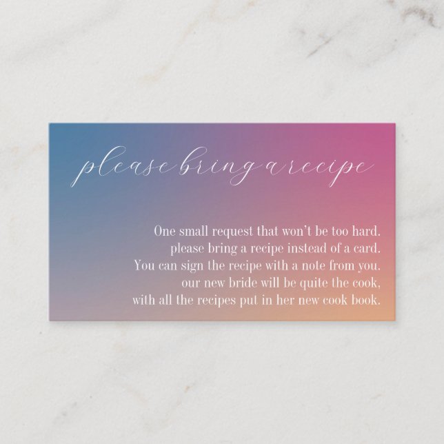 Purple Gradient Bridal Shower Bring a Recipe Enclosure Card (Front)
