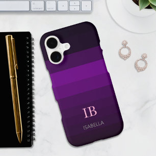 Purple Gradient Color Stripes with Monogram iPhone