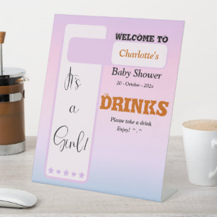 Purple Gradient Cute Eyeball Baby Shower Drinks Pedestal Sign