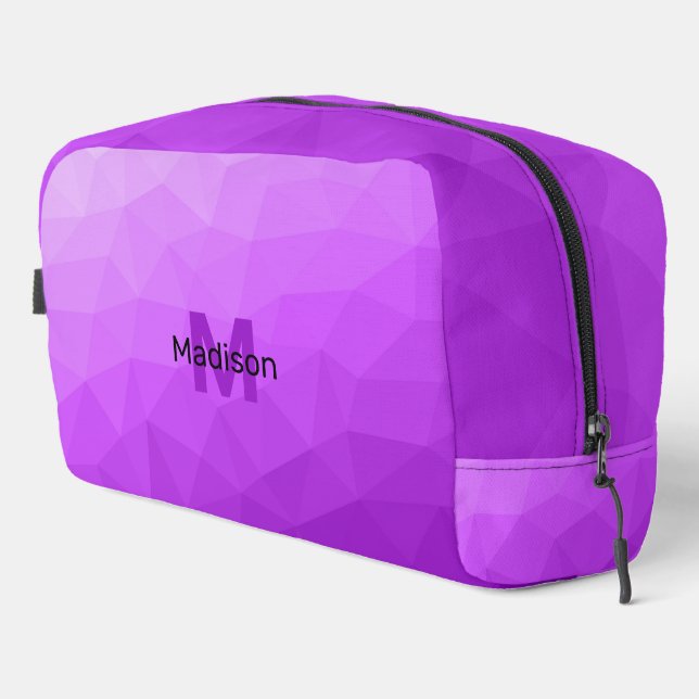 Purple gradient geometric mesh pattern Monogram Dopp Kit (Right Corner)