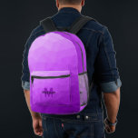 Purple gradient geometric mesh pattern Monogram Printed Backpack<br><div class="desc">Purple gradient geometric mesh pattern Monogram Printed Backpack. Cool fashion accessory bag for everyone. 
Purple Triangle geometric mesh with light to dark ombre gradient design. Create a unique and personalised backpack with a custom touch! Modern monogram with your initial and your name for that extra personal flair.</div>