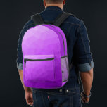 Purple gradient geometric mesh pattern printed backpack<br><div class="desc">Purple gradient geometric mesh pattern Printed Backpack. Cool fashion accessory bag for everyone. Purple Triangle geometric mesh with light to dark ombre gradient design.</div>