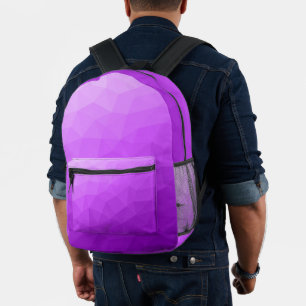 Purple gradient geometric mesh pattern printed backpack