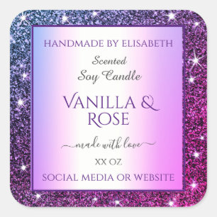 Purple Gradient Glitter Product Packaging Labels