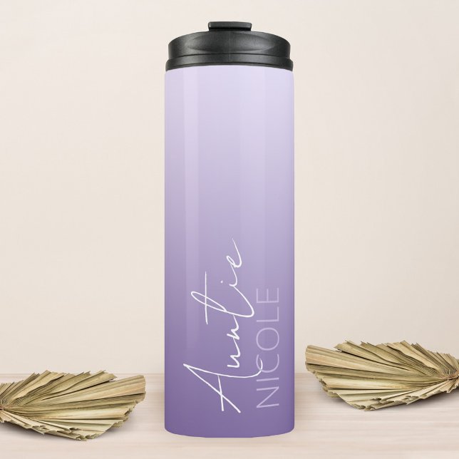 Purple Gradient Handwriting Personalised Auntie Thermal Tumbler (Creator Uploaded)