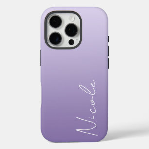 Purple Gradient Handwriting Script Personalised iPhone 16 Pro Case