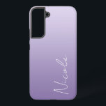 Purple Gradient Handwriting Script Personalised Samsung Galaxy Case<br><div class="desc">A custom personalised Samsung phone case in a modern soft purple gradient design. The trendy handwriting script font adds a unique touch when adding your name.</div>