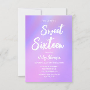 Purple Gradient Modern Trendy Sweet 16 Birthday Invitation