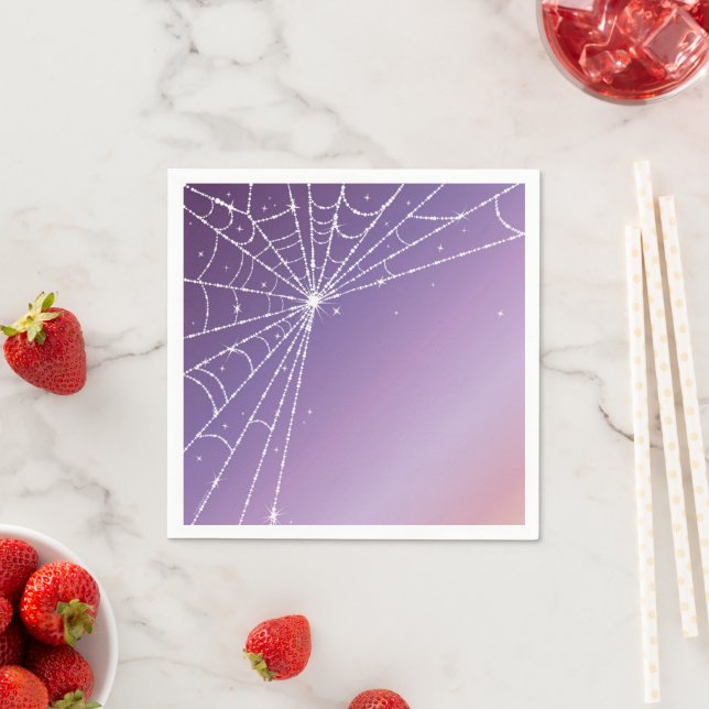 Purple Gradient Sparkling Diamond Spider Web Napkin (Insitu)