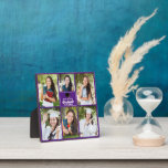 Purple Graduate Collage Square Graduation 6 Photo Plaque<br><div class="desc">This modern purple senior graduate photo collage plaque features your favourite 6 student photographs in a square shape. This graduation keepsake gift features classy white typography of your high school or college name for the class of 2025. Customise this design with your graduating year below the black grad cap.</div>