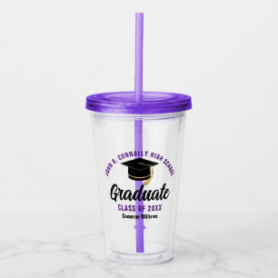 Purple Graduate Custom Graduation Party Acrylic Tumbler