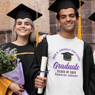 Purple Graduate Custom School 2025 Graduation Tri-Blend Shirt