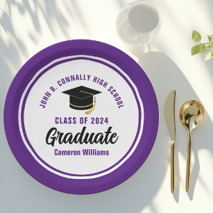 Purple Graduate Personalised 2024 Graduation Party Paper Plate